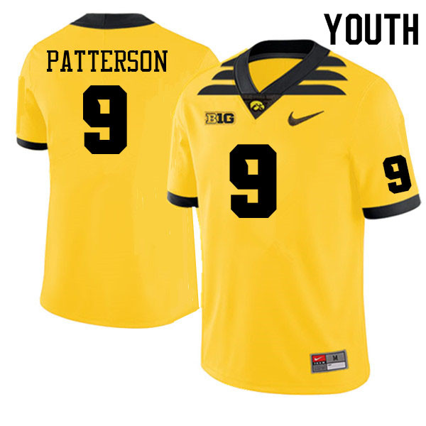 Youth #9 Jaziun Patterson Iowa Hawkeyes College Football Alternate Jerseys Sale-Gold